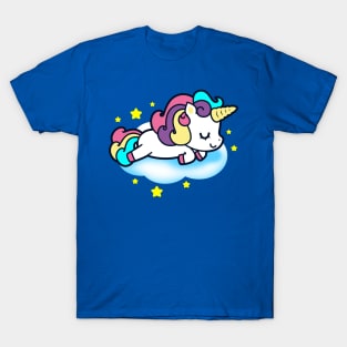 Cute Kawaii Unicorn Sleeping on Clouds Unicorn Gift for Kids T-Shirt